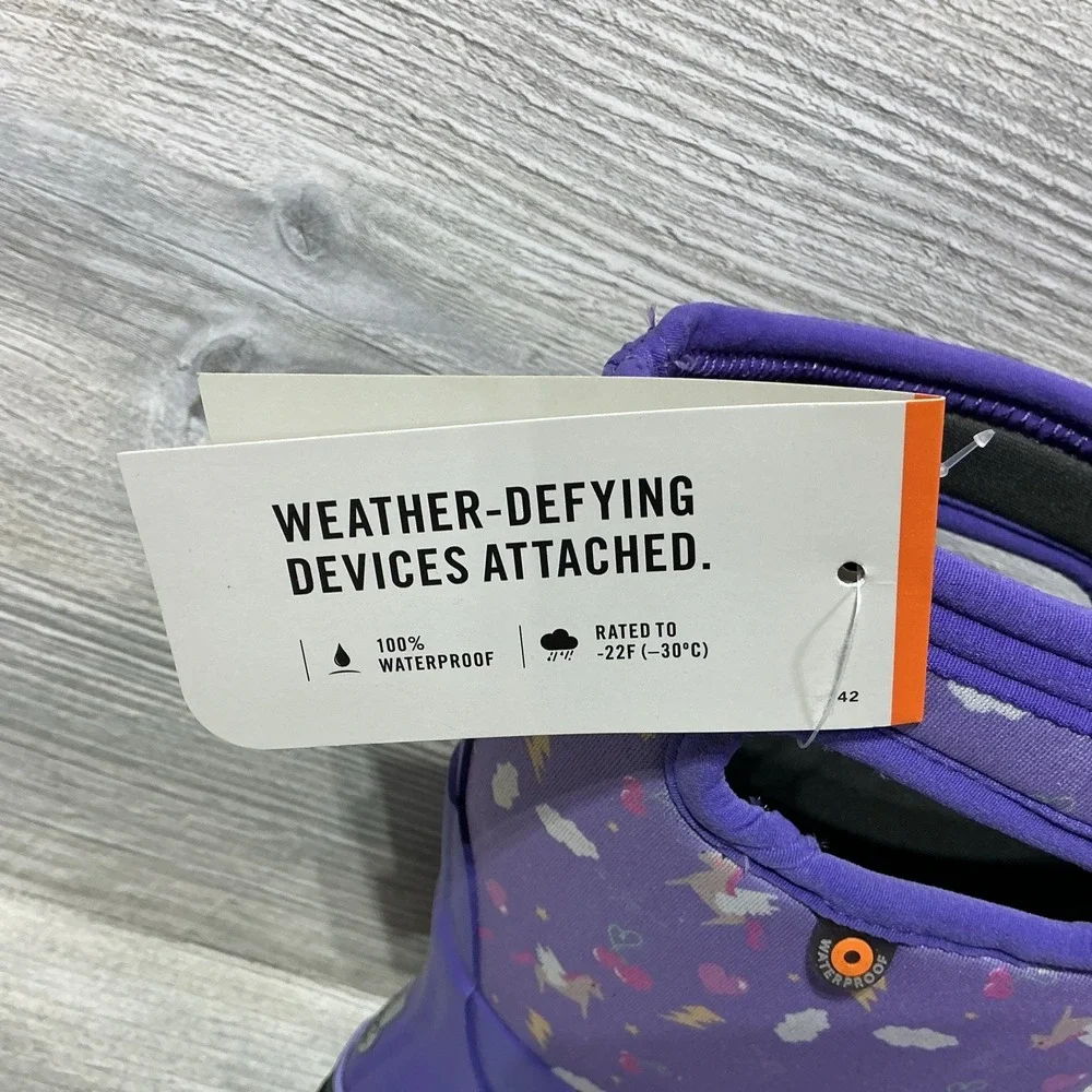 BOGS Girls Grasp Pegasus Size 6 Classic Waterproof Snow Boot Purple Unicorn NEW